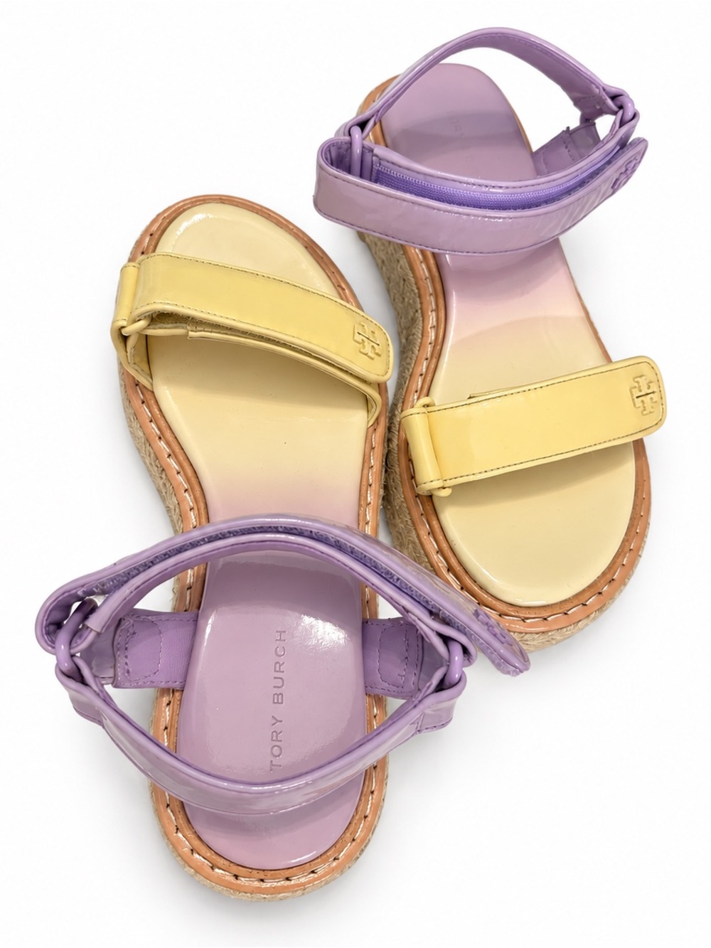 Tory Burch Yellow & Lavender Espadrille Sandals